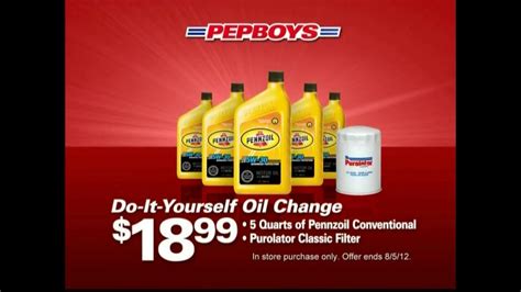 2012 PepBoys Do It Yourself Oil Change Package commercials