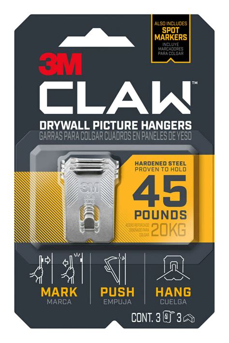 3M Claw Drywall Picture Hanger 45 Pounds logo