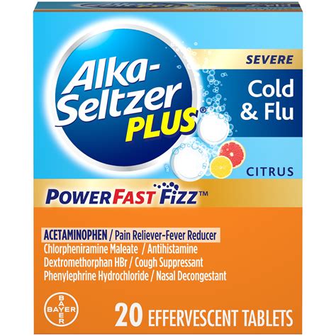 Alka-Seltzer Plus Severe Cold & Cough Powerfast Fizz Citrus