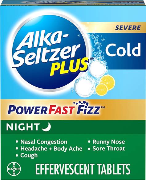 Alka-Seltzer Plus Severe Night Cold Powerfast Fizz Lemon