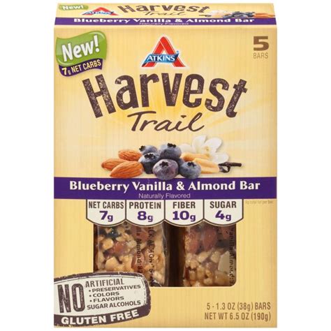 Atkins Harvest Trail Blueberry Vanilla & Almond Bar logo