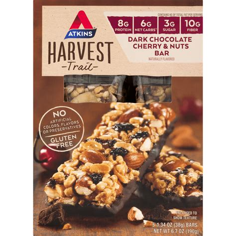 Atkins Harvest Trail Dark Chocolate Cherry & Nuts Bar logo