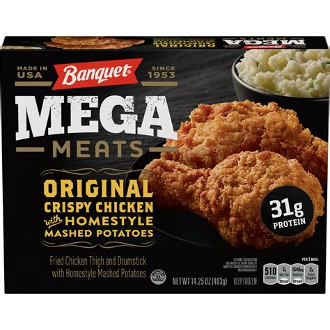 Banquet Mega Meats Original Crispy Chicken with Homestyle Mashed Potatoes logo
