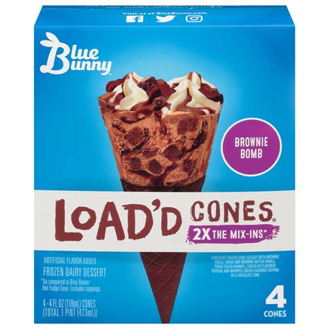 Blue Bunny Ice Cream Brownie Bomb Load'd Cones