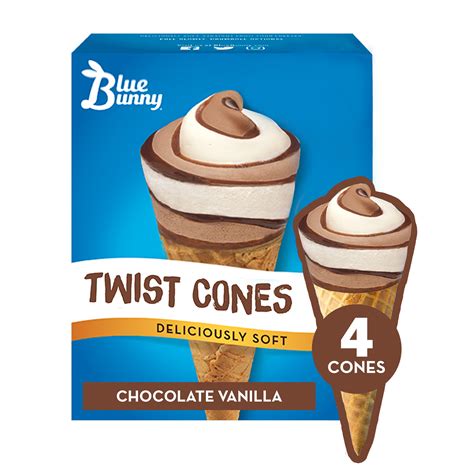 Blue Bunny Ice Cream Chocolate Vanilla Twist Cones
