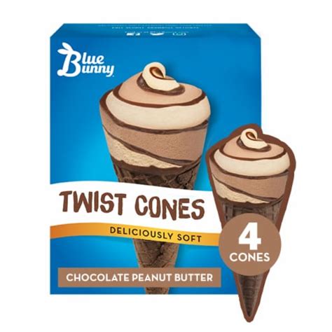 Blue Bunny Ice Cream Twist Cones Chocolate Peanut Butter