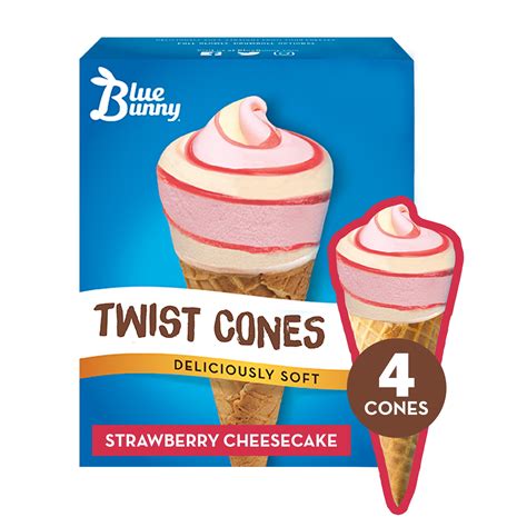 Blue Bunny Ice Cream Twist Cones Strawberry Cheesecake