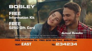 Bosley TV commercial - Hats Off, Back On: Free Information Kit, Free $250 Gift Card