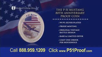 Bradford Exchange Mint TV Spot, '80th Anniversary P-51 Mustang Proof Coin'