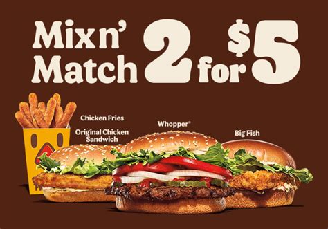Burger King 2 For $5 Menu