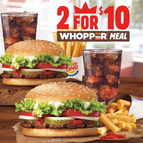 Burger King 2 for $10 Whopper Meal