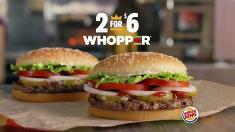 Burger King 2 for $6 Whopper Deal commercials