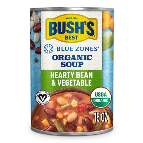 Bush's Best Blue Zones Hearty Bean & Vegetable Organic Soup commercials