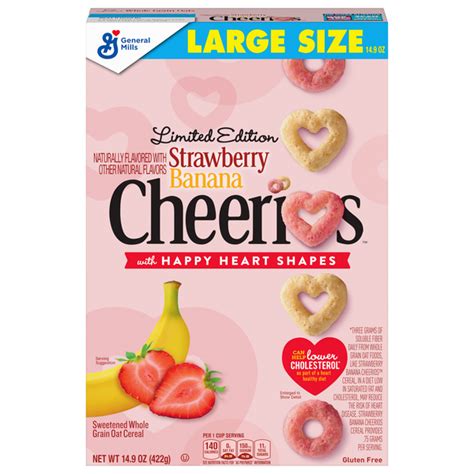 Cheerios Limited Edition Strawberry Banana Cheerios With Happy Heart Shapes logo