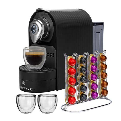 ChefWave Mini Espresso Machine with Coffee Capsules and Holder Bundle