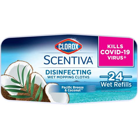 Clorox Scentiva Disinfecting Wet Mopping Cloths Pacific Breeze & Coconut