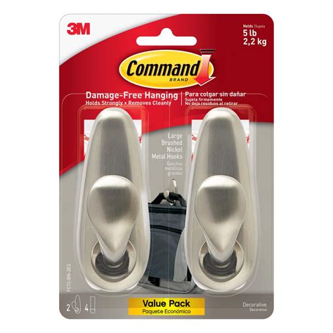 Command Large Forever Classic Brushed Nickel Metal Hook