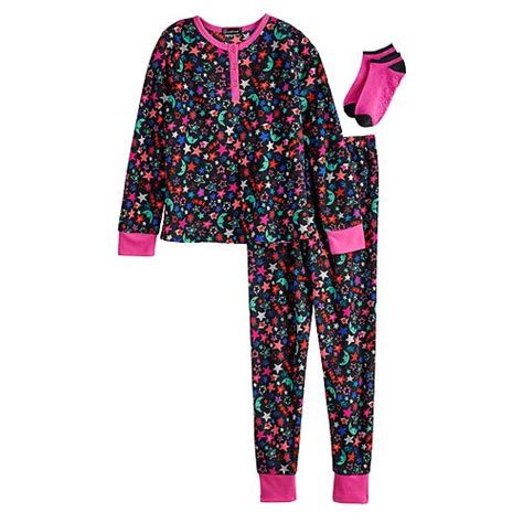 Cuddl Duds Girls 4-12 Fleece Top & Bottoms Pajama Set With Socks