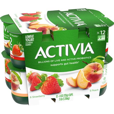 Dannon Activia Peach and Strawberry Pack logo
