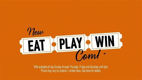 Dave and Buster's Eat, Play, Win Combo