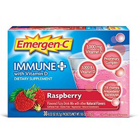 Emergen-C Immune+ Fizzy Drink Mix Packets Raspberry