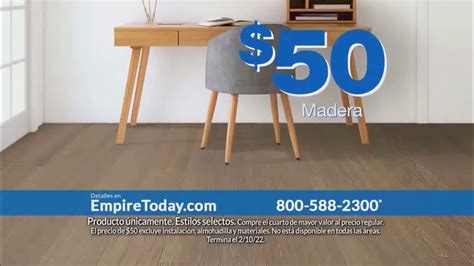 Empire Today Venta Cuartos por $50 TV Spot, '$50 laminado, alfombra y madera'