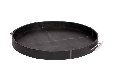 Ethan Allen Embossed Round Leather Tray