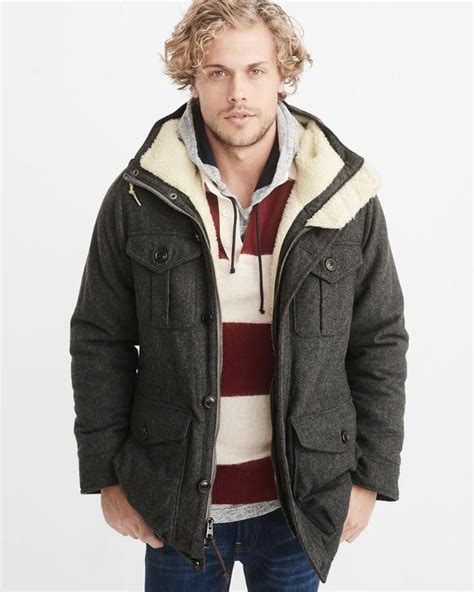 Express Mens Wool-Blend Sherpa Collar Deck Jacket
