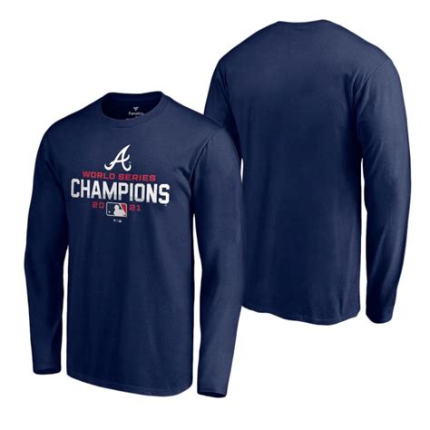 Fanatics, Inc. Atlanta Braves Navy 2021 World Series Champions Locker Room T-Shirt commercials