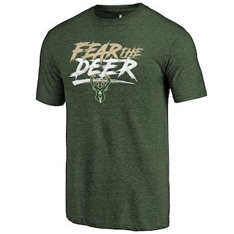 Fanatics.com Milwaukee Bucks Green Fear The Deer Tri-Blend T-Shirt logo