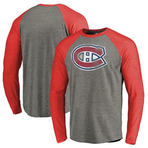 Fanatics.com Montreal Canadiens Distressed Team Tri-Blend Notch Neck T-Shirt