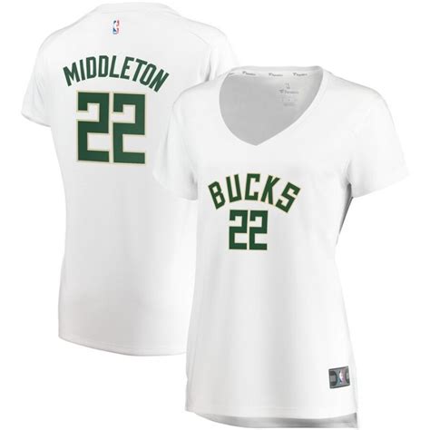 Fanatics.com Women's Milwaukee Bucks Middleton White NBA Finals Champions Replica Jersey logo