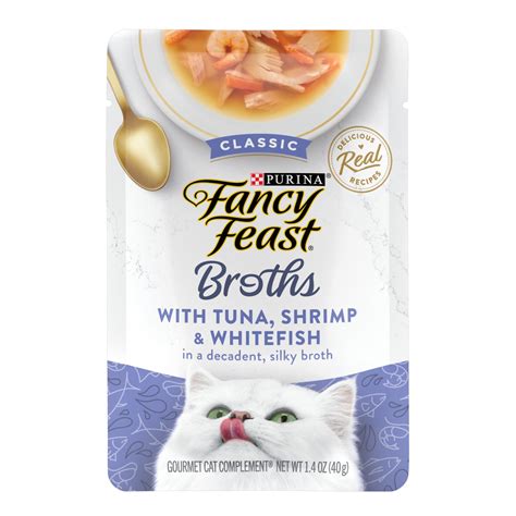 Fancy Feast Broths Tuna, Shrimp & Whitefish Wet Cat Food Complement