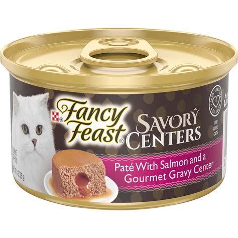 Fancy Feast Savory Center Paté With Salmon and Gourmet Gravy Center Wet Cat Food