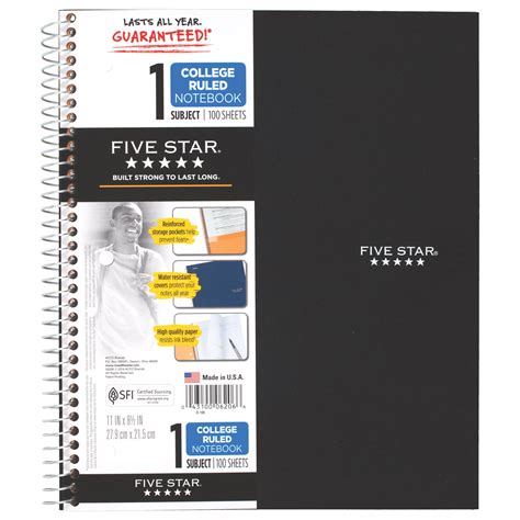Five Star One Subject Notebook logo