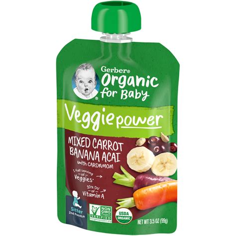 Gerber 2nd Foods Organic Veggie Power Purple Carrot Banana Acai Pouch commercials