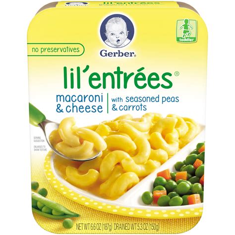 Gerber Graduates Lil' Entrees Macaroni and Cheese with Seasoned Peas and Carrots commercials