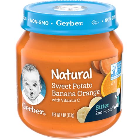 Gerber Natural Glass Jar Sweet Potato Banana Orange commercials