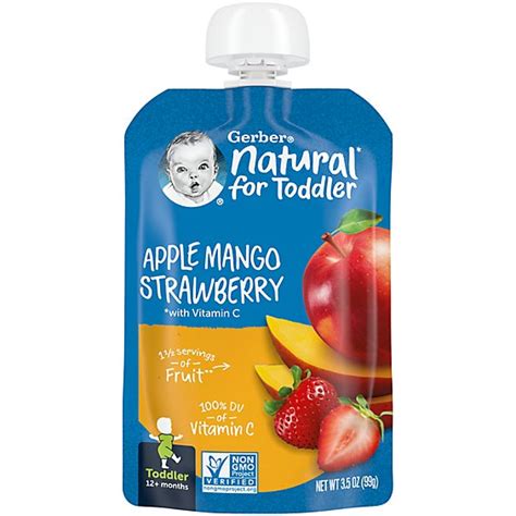 Gerber Natural Pouch Apple Mango Strawberry commercials