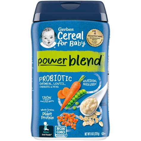 Gerber Powerblend Probiotic Oatmeal, Lentil, Carrots & Peas