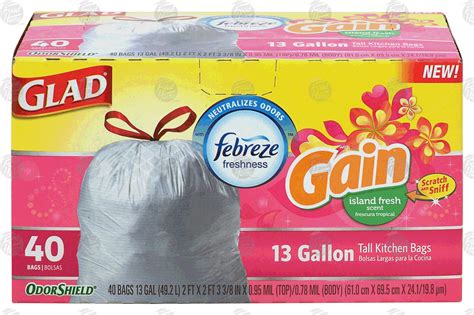 Glad Odor Shield Tall Kitchen Bags with Gain Island Fresh Scent