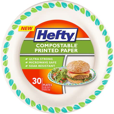 Hefty Compostable Printed Paper Plates