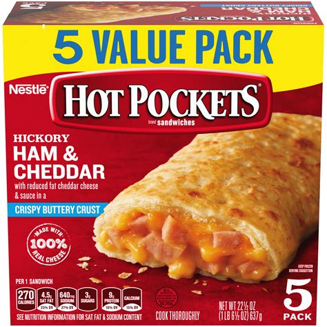 Hot Pockets 30 Percent More Hickory Ham & Cheddar logo