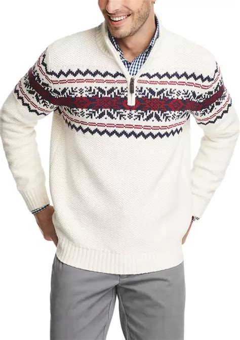 IZOD Men's Fair Isle Quarter-Zip Sweater