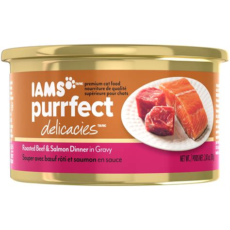 Iams Purrfect Delicacies Roasted Beef & Salmon Dinner in Gravy logo