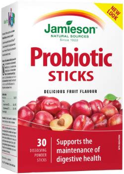 Jamieson Vitamins Probiotic Sticks Red Plum Flavor logo