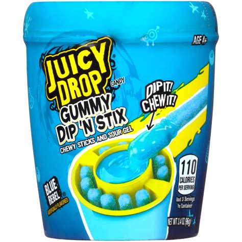 Juicy Drop Gummy Dip 'N Stix Blue Rebel logo