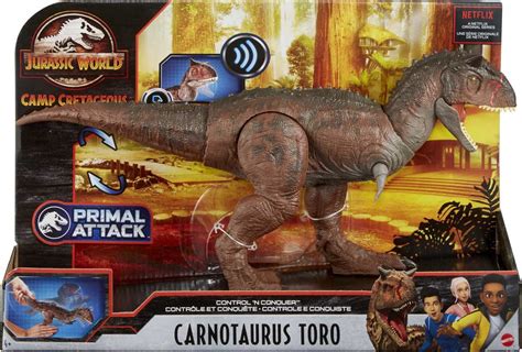 Jurassic World (Mattel) Camp Cretaceous Control 'N Conquer Carnotaurus Toro logo