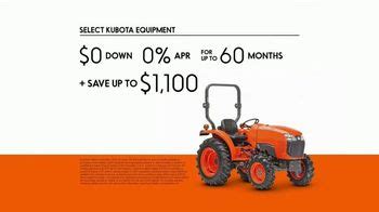 Kubota TV commercial - More Reliability: $0 Down, 0% APR