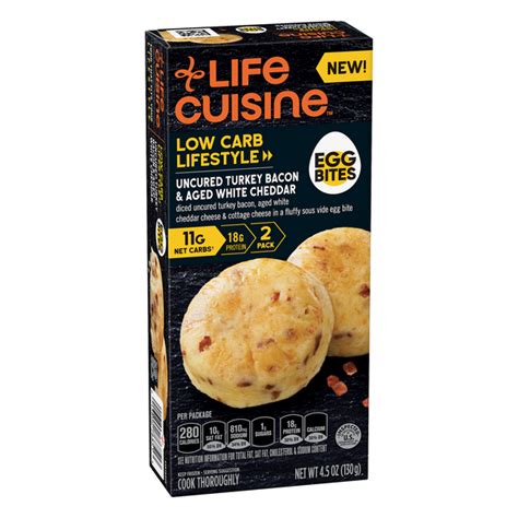 Life Cuisine Low Carb Lifestyle Uncured Turkey Bacon & Aged White Cheddar Egg Bites